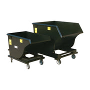 Star Industries 1805N self-dump hoppers in black with heavy-duty wheels for easy material handling