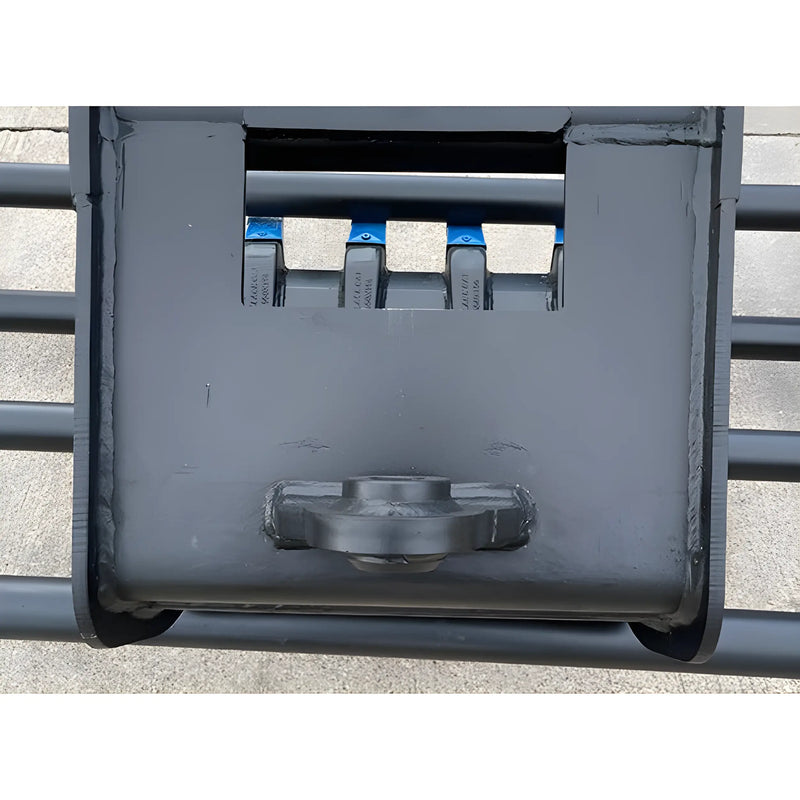 Close-up of Star Industries 910-36 910-36T heavy-duty metal attachment with blue latch handles