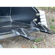 Close-up of Star Industries LP22A-66 LP22A-66BOB LP22A-66T heavy-duty metal bucket teeth attachment on dirt