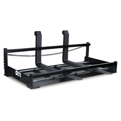 Star Industries SF101 SF101BL SF102-ITA black steel pallet fork attachment with dual forks and safety chain