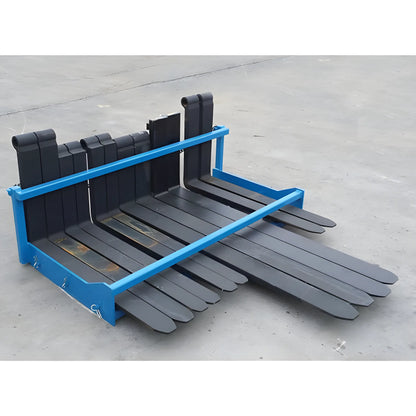 Star Industries SF101 SF101BL SF102-ITA heavy-duty forklift attachment with multiple black metal forks and blue frame