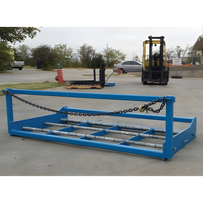 Star Industries SF101 SF101BL SF102-ITA blue industrial roller conveyor frame with chain on concrete floor