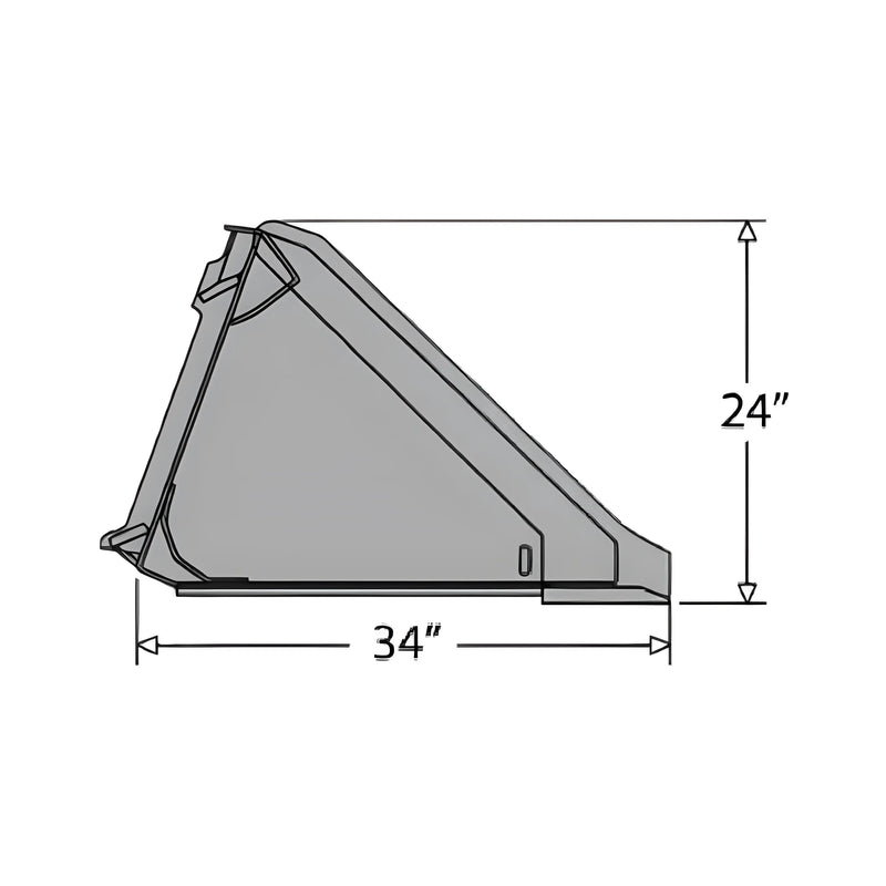 Side view technical drawing of Star Industries XD-72 with dimensions 34 inches wide and 24 inches tall