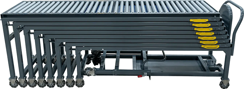 Ballymore Expandable Conveyor 10' to 60' w/ Steel Rollers, 24"W. 100 lbs per Ft. Ballymore
